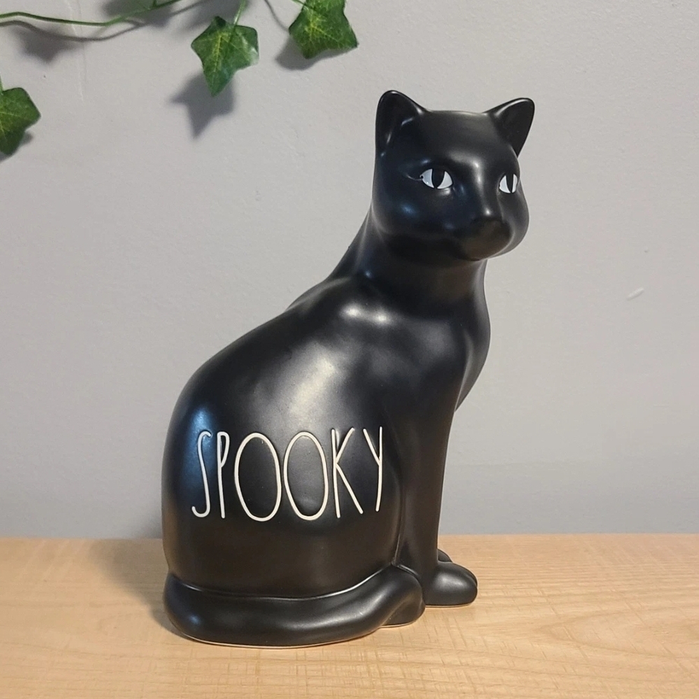 Rae Dunn Artisan Collection by Magenta Black Cat Figurine Spooky Ceramic 8” RARE